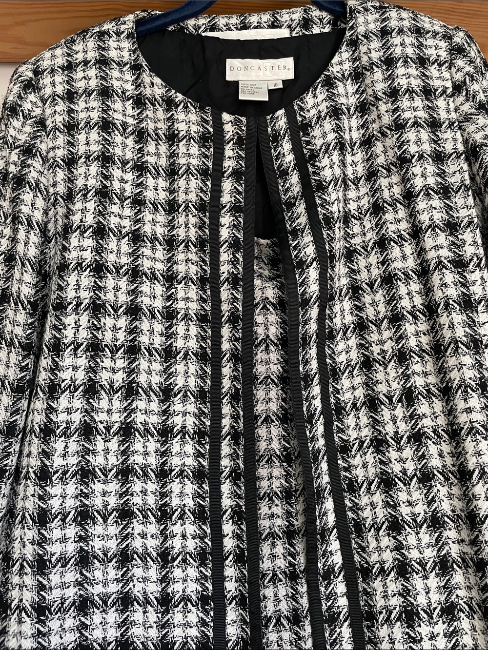 Doncaster Vintage Black & White Houndstooth Dress Jacket Suit - Picture 3 of 15